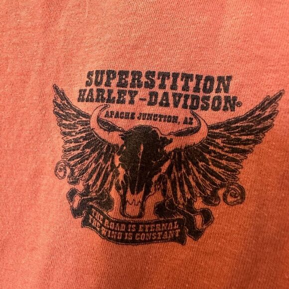 Harley-Davidson Orange Women Eagle Shirt rhinestones Studded large superstition - Picture 7 of 8